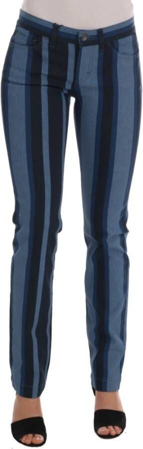 Dolce & Gabbana Blauwe Gestreepte Katoenen Jeans Slim Fit Blauw Dames
