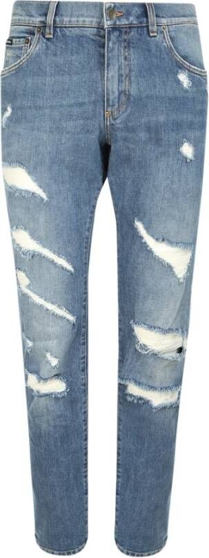 Dolce & Gabbana Blauwe Gewassen Slim Fit Jeans Blauw Heren