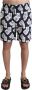 Dolce & Gabbana Black Card Deck Print Beachwear Swimshorts Zwart - Thumbnail 1