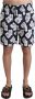 Dolce & Gabbana Black Card Deck Print Beachwear Swimshorts Zwart Heren - Thumbnail 1