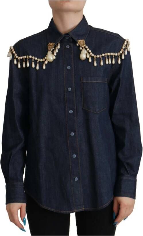 D&G Mantel D&G Dolce Gabbana CrystalEmbellished Denim Overhemd