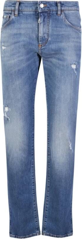 Dolce & Gabbana Blauwe Ripped Jeans voor Heren Blauw Heren