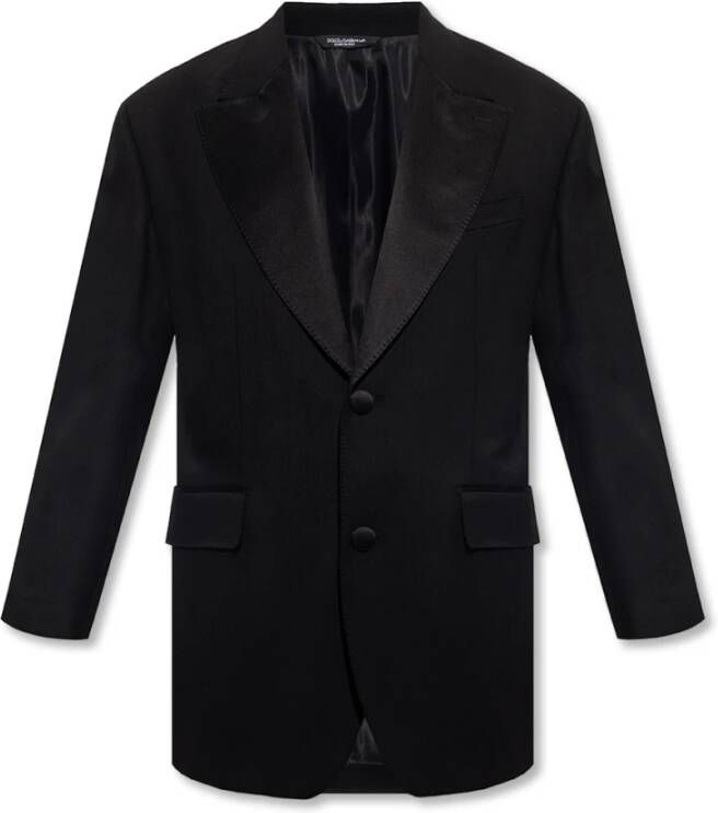 Dolce & Gabbana Oversize Zijden Revers Jas Black Heren