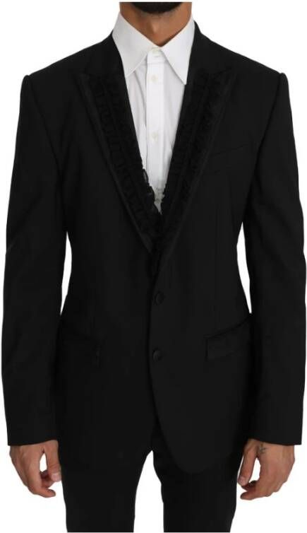 Dolce & Gabbana Prachtige Blazer met Gerimpelde Revers Black Heren