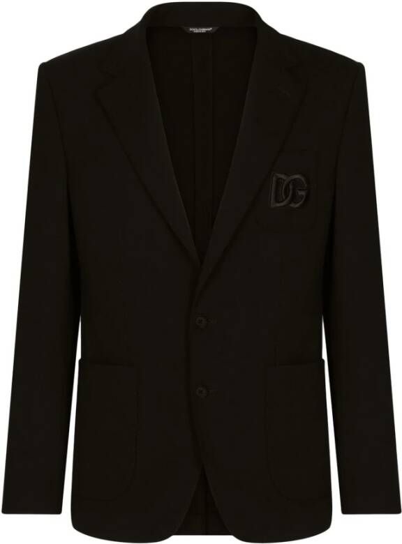 Dolce & Gabbana Luxe Zwart Jack met Geborduurd Logo Black Heren - Foto 1