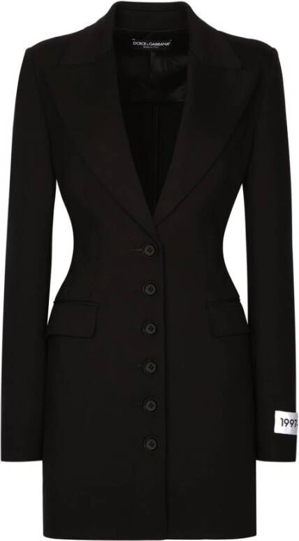 Dolce & Gabbana Zwarte getailleerde blazer met piek revers Black Dames