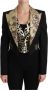 Dolce & Gabbana Black Jacquard Vest Blazerjas Coat Wool Jacket Zwart Dames - Thumbnail 1