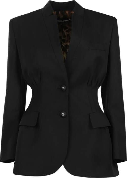 Dolce & Gabbana Zwarte Katoenmix Blazer voor Dames Black Dames