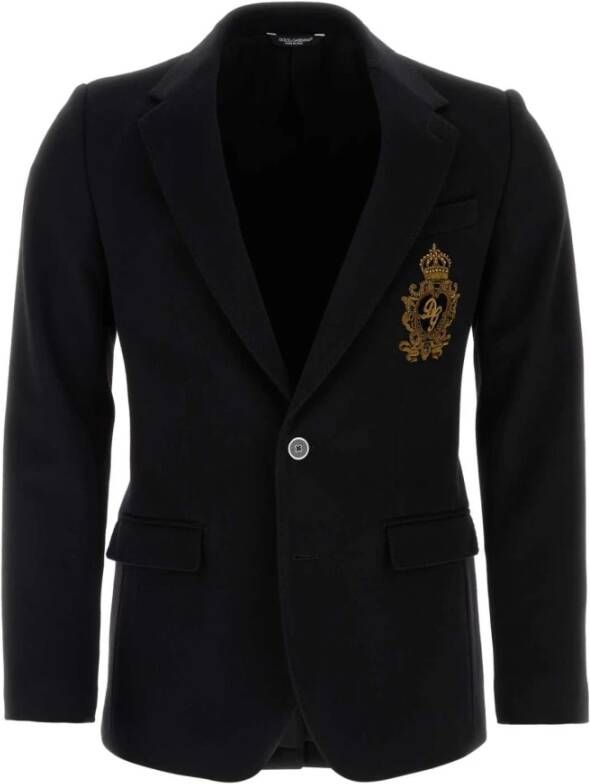 Dolce & Gabbana Tijdloze zwarte wollen blend blazer Black Heren