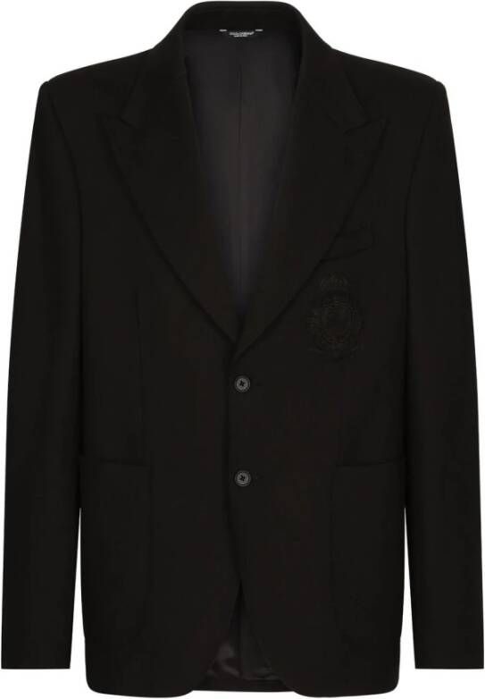 Dolce & Gabbana Stijlvolle Logo-Patch Blazer Black Heren