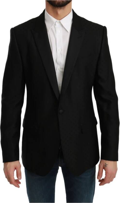 Dolce & Gabbana Zwarte Slim Fit Coat Jacket Martini Blazer Black Heren
