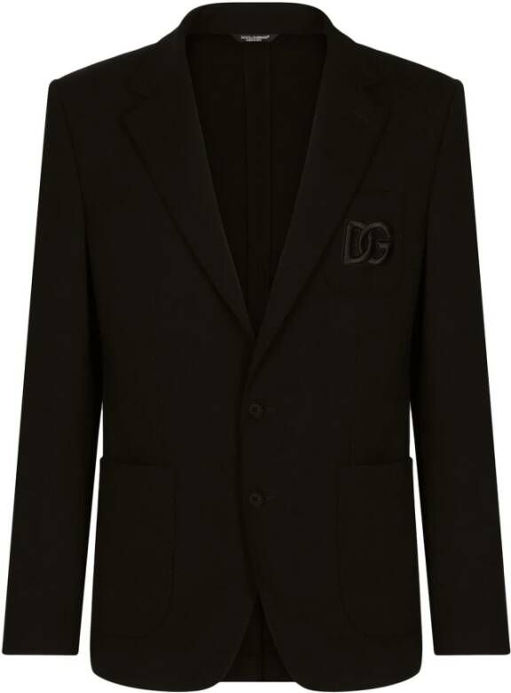 Dolce & Gabbana Luxe Zwart Jack met Geborduurd Logo Black Heren