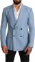 Dolce & Gabbana Blauwe Cashmere Zijden Slim Fit Blazer Jas Blue Heren - Thumbnail 1