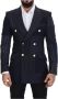 Dolce & Gabbana Navy Blauwe Wol Blend Dubbel Breasted Blazer Blue Heren - Thumbnail 1