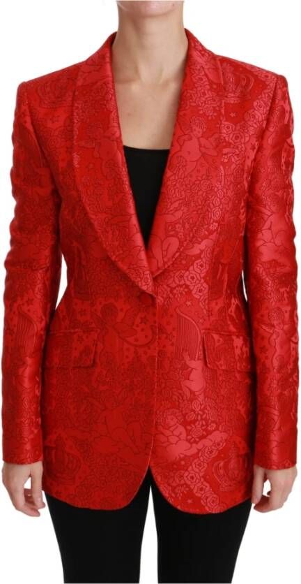 Dolce & Gabbana Floral Angel Blazer Coat Jacket Red Dames
