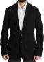 Dolce & Gabbana Black Wool Single Breasted Coat Blazerjas Zwart Heren - Thumbnail 1