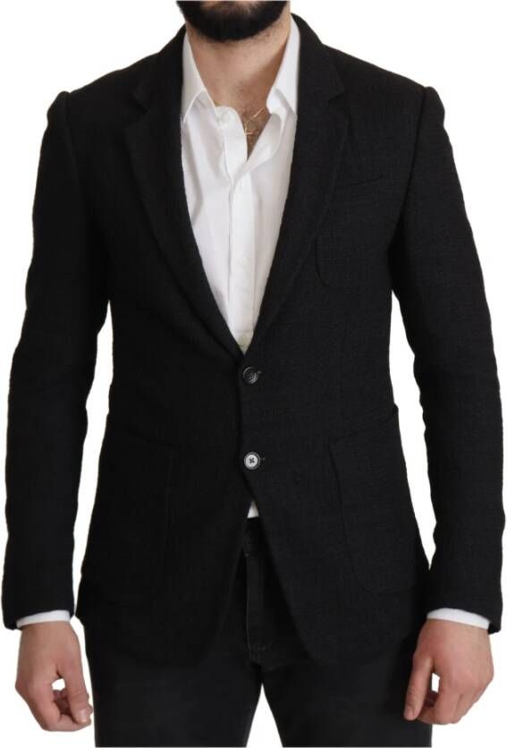 Dolce & Gabbana Black Single Breasted Coat Men Blazerjas Zwart Heren
