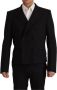 Dolce & Gabbana Black Double Breasted Coat Blazerjas Jacket Zwart Heren - Thumbnail 1