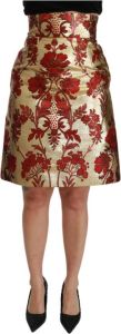 Dolce & Gabbana Bloemen Jacquard High Taille Mini Rok Geel Dames