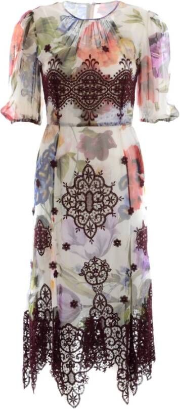 Dolce & Gabbana Bloemen lange jurk Wit Dames