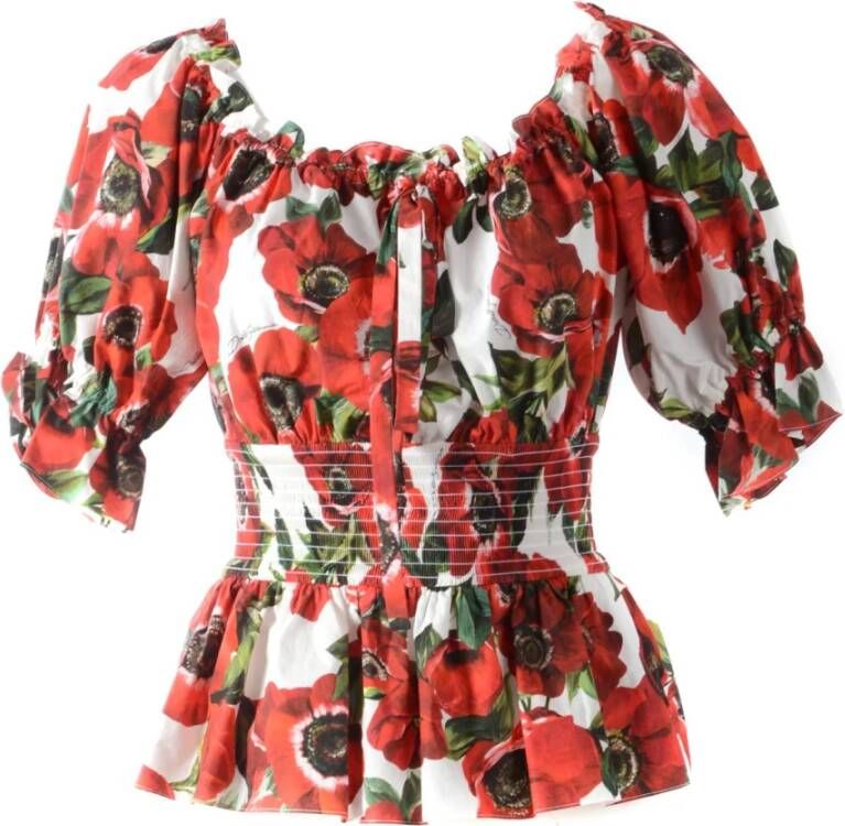 Dolce & Gabbana Bloemen Top Vrouwelijke Bloes met Bloemenprint Red Dames