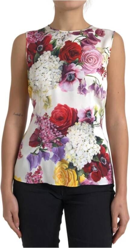Dolce & Gabbana Bloemen Zijden Mouwloze Tanktop Multicolor Dames