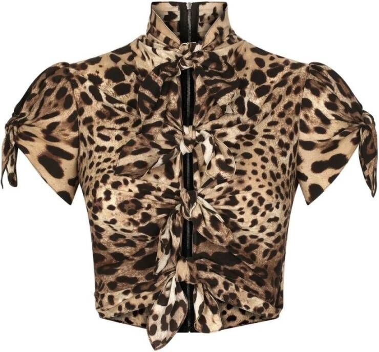 Dolce & Gabbana Leopard Print Crop Top Brown Dames