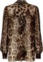 Dolce & Gabbana Luipaardprint Zijden Blouse met Gerimpelde Details Brown Dames - Thumbnail 1