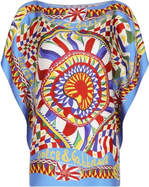 Dolce & Gabbana Abstracte Zijden Blouse met Multikleurige Print Multicolor Dames