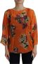 Dolce & Gabbana Oranje Bloemenprint Blouse met Lange Mouwen Orange Dames - Thumbnail 1