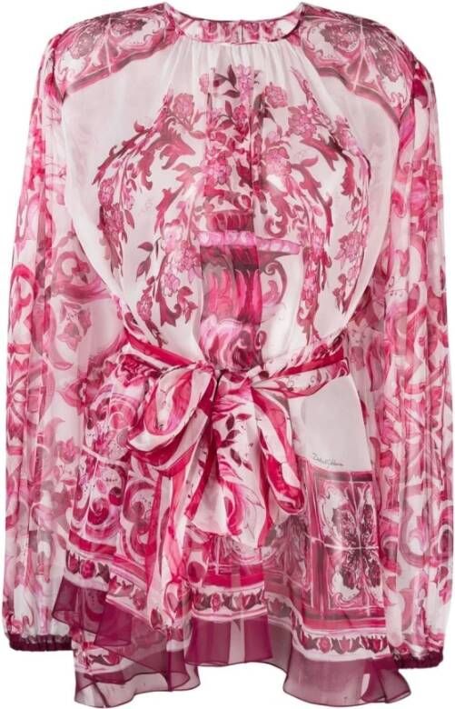 Dolce & Gabbana Elegante Zijden Blouse voor Vrouwen Pink Dames