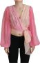 Dolce & Gabbana Roze Zijden Wrap Blouse Top met Lange Mouwen Pink Dames - Thumbnail 1