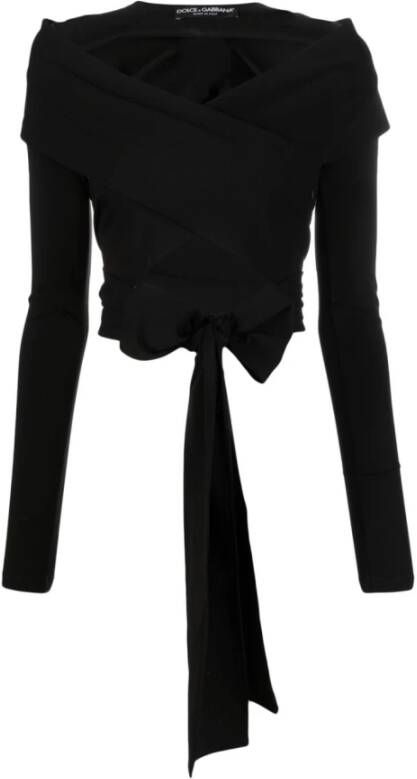 Dolce & Gabbana Zwarte Wrap Top met Uitsnijdingen Black Dames