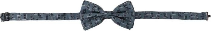 Dolce & Gabbana Blue 100% Silk Adjustable Neck Papillon Bow Tie Blauw Heren