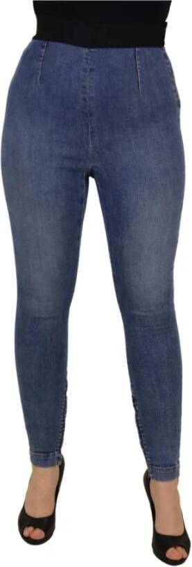 Dolce & Gabbana Blue High Waist Stretchable Skinny Pants Jeans Blauw Dames