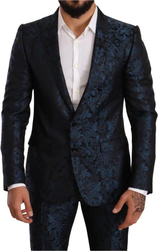 Dolce & Gabbana Blue Slim Fit Jacket Coat Martini Blazer Blauw Heren