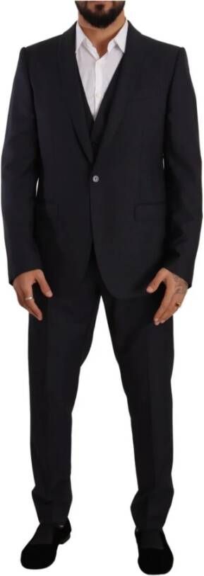 Dolce & Gabbana Blue Martini Single Breasted 3 Piece Suit Blauw Heren
