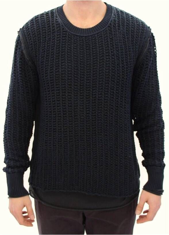 Dolce & Gabbana Blue Runway Netz Pullover Netted Sweater Blauw Heren