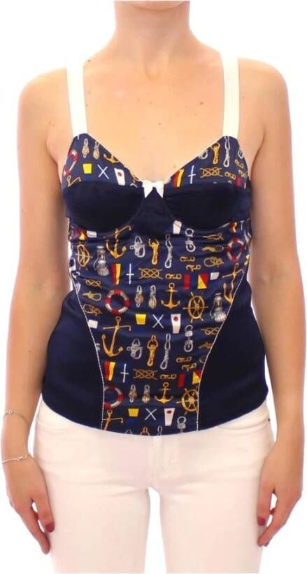 Dolce & Gabbana Blauwe Sailor Motief Tank Top Blue Dames