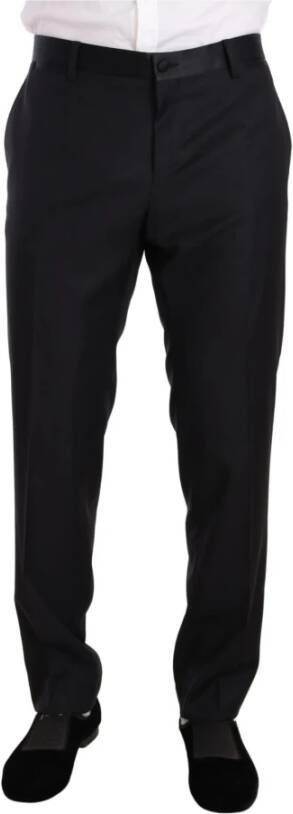 Dolce & Gabbana Blue Skinny Formal Dress Trouser Wool Pants Blauw Heren