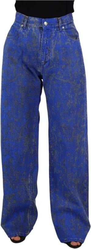 Dolce & Gabbana Blauwe Tie Dye High Waist Straight Denim Jeans Blue Dames