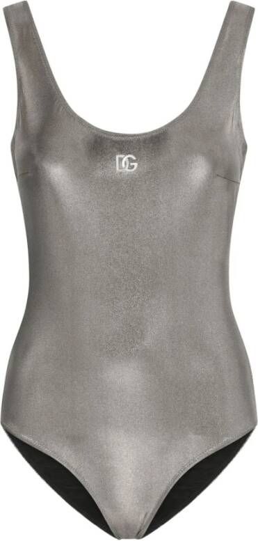 Dolce & Gabbana Zilveren Metallic Eendelig Badpak voor Vrouwen Gray Dames