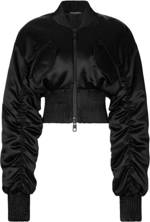Dolce & Gabbana Korte Bomberjack met Gouden Accenten Black Dames