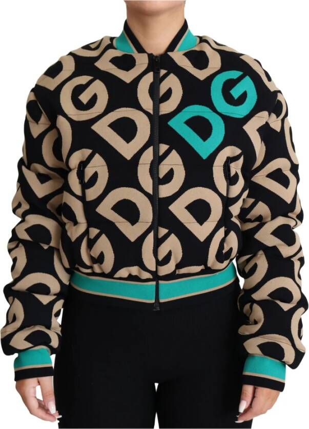 Dolce & Gabbana Multicolor DG Logo Print Gewatteerde Bomberjack Multicolor Dames