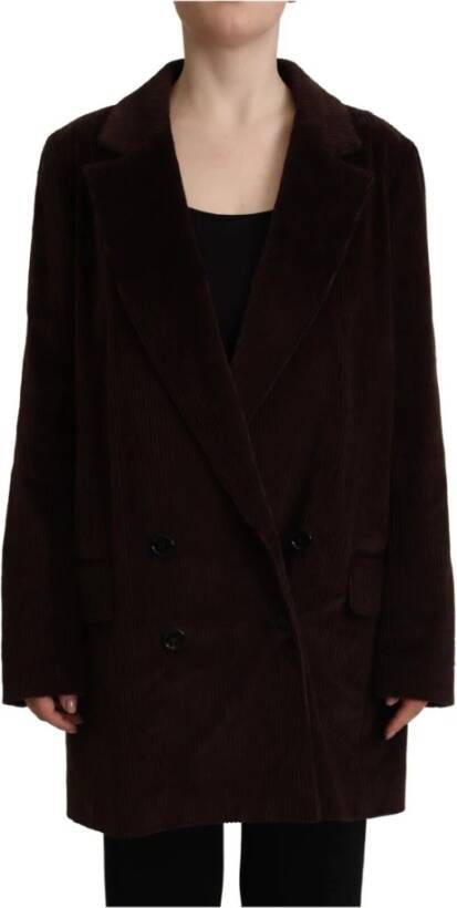 Dolce & Gabbana Bordeaux Corduroy Cotton Blazerjas Oversized Jacket Rood Dames