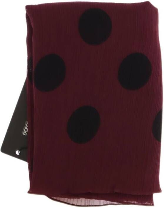 Dolce & Gabbana Polka Dot Sjaal Wrap Bordeaux met Zwarte Stippen Rood Dames