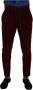 Dolce & Gabbana Bordeaux Velvet Mens Formal Trouser Dress Pants Rood Heren - Thumbnail 1