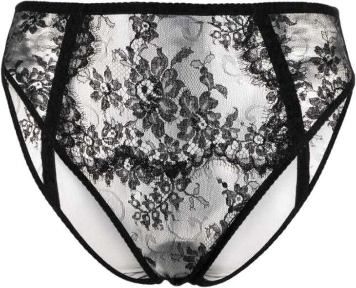 Dolce & Gabbana Zwart bloemenkant hoge taille ondergoed Black Dames