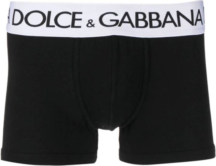 Dolce & Gabbana Zwarte Boxershorts met Logo-Tailleband Black Heren