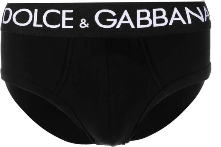 Dolce & Gabbana Logo-Print Stretch-Katoenen Briefs Black Heren